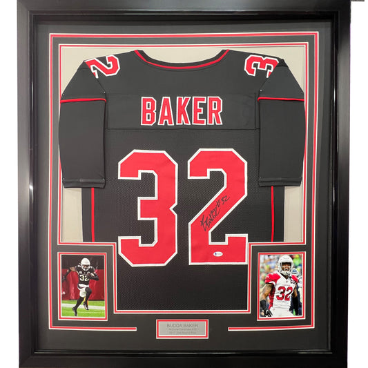Framed Autographed/Signed Budda Baker 35x39 Arizona Color Rush Black Football Jersey Beckett BAS COA