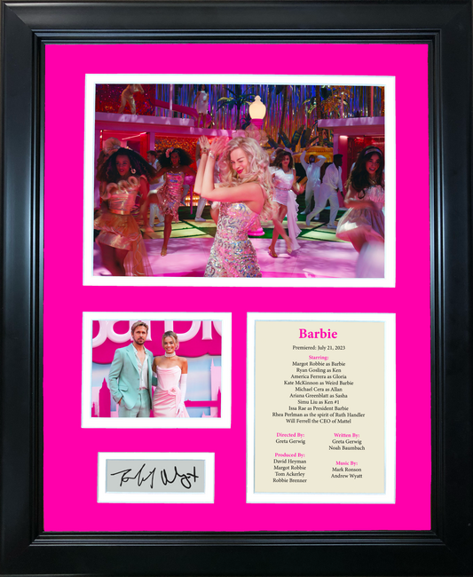 Framed Movie Margot Robbie & Ryan Gosling Dual Facsimile Laser Engraved Signature Auto 11"x14" Photo Sig Collage