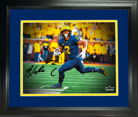 Framed Blake Corum Facsimile Laser Engraved Signature Auto Michigan Wolverines 11"x14" College Football Photo HOFSM Holo