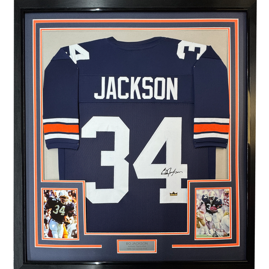 Framed Facsimile Autographed Bo Jackson 35x39 Auburn Blue Reprint Laser Auto College Football Jersey Size Men's XL
