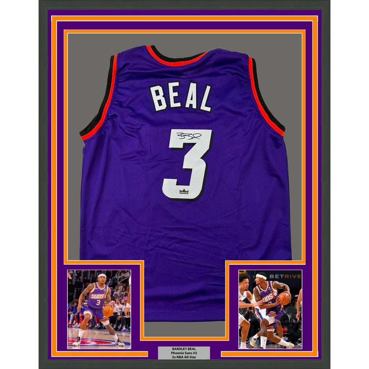Framed Facsimile Autographed Bradley Beal 35x39 Phoenix Purple Reprint Laser Auto Basketball Jersey