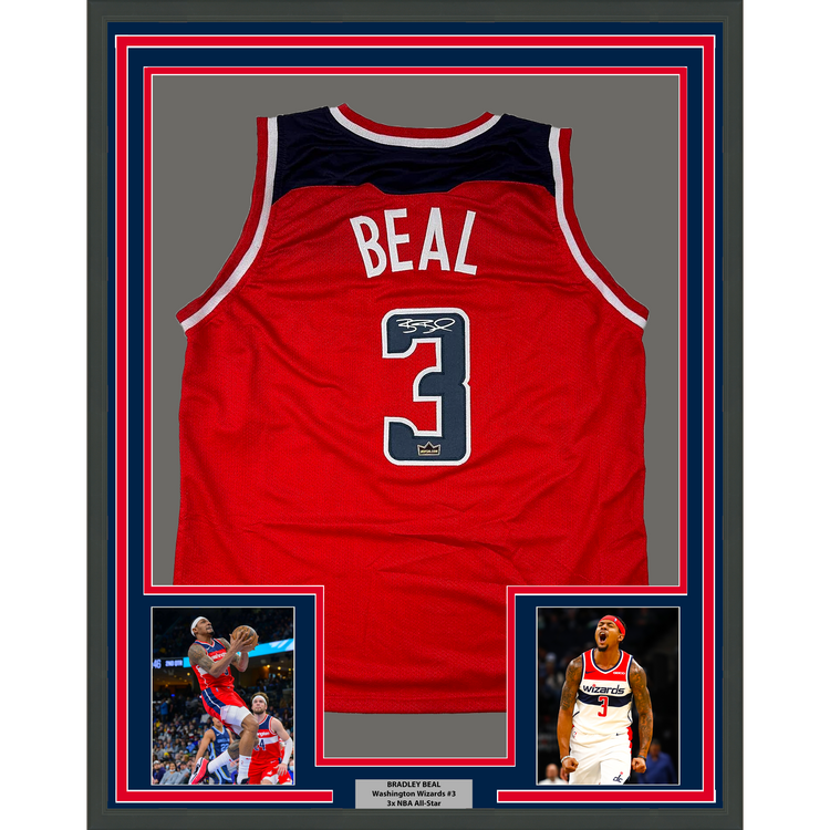Framed Facsimile Autographed Bradley Beal 35x39 Washington Red Reprint Laser Auto Basketball Jersey