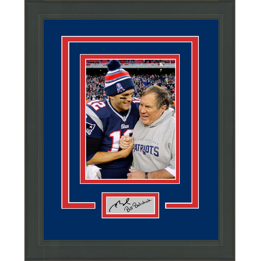Framed Tom Brady Bill Belichick Dual Facsimile Laser Engraved Signature Auto New England Patriots 11x14 Football Photo