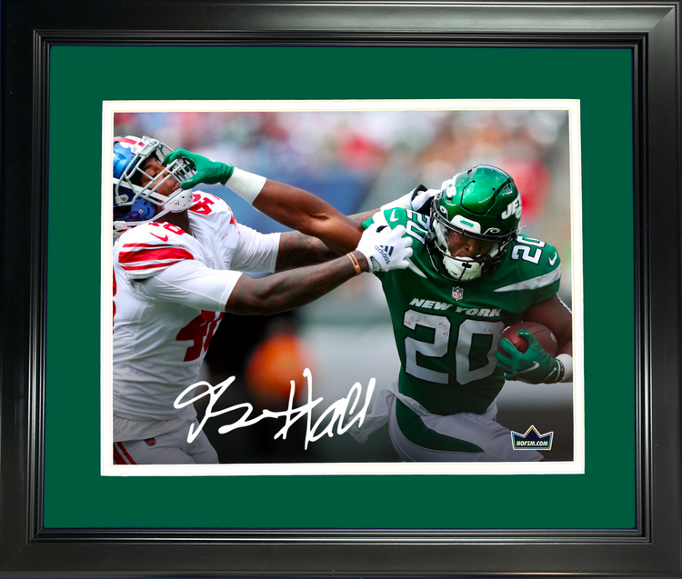 Framed Breece Hall Facsimile Laser Engraved Signature Auto New York Jets 11"x14" Football Photo HOFSM Holo