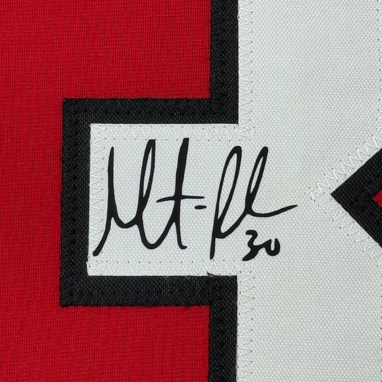 Framed Facsimile Autographed Martin Brodeur 35x39 New Jersey Red Reprint Laser Auto Hockey Jersey
