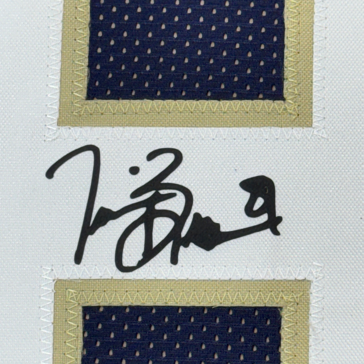 Framed Facsimile Autographed Tim Brown 35x39 Notre Dame Blue Reprint Laser Auto College Football Jersey