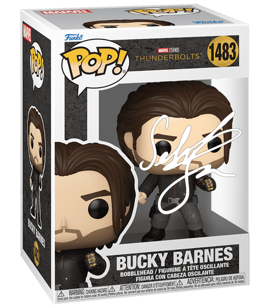 Sebastian Stan Bucky Barnes Thunderbolts #1483 Facsimile Signed Reprint Laser Autographed Funko POP! Movies Marvel Avengers Figurine with Protector Case