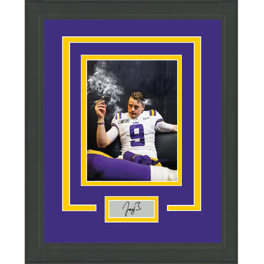 Framed Joe Burrow Cigar Facsimile Laser Engraved Signature Auto LSU Tigers 11x14 College Football Photo