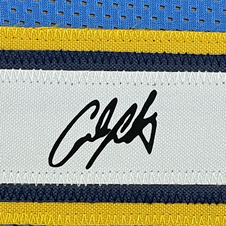 Framed Facsimile Autographed Carmelo Anthony 35x39 Denver Blue Reprint Laser Auto Basketball Jersey