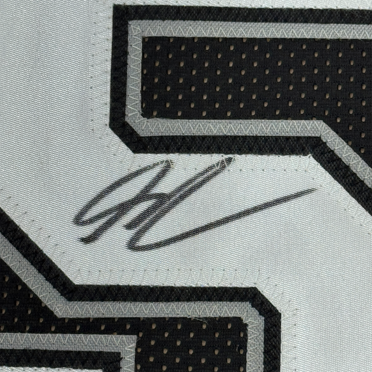 Framed Autographed/Signed Stephon Castle 35x39 San Antonio Black Basketball Jersey JSA COA