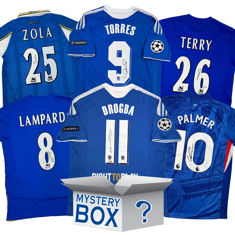 Chelsea F.C. Autographed/Signed Soccer Jersey Mystery Box with PSA JSA or Beckett COA