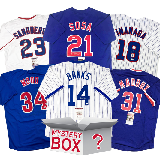 Autographed/Signed Chicago Baseball Jersey Mystery Box with PSA JSA or Beckett COA
