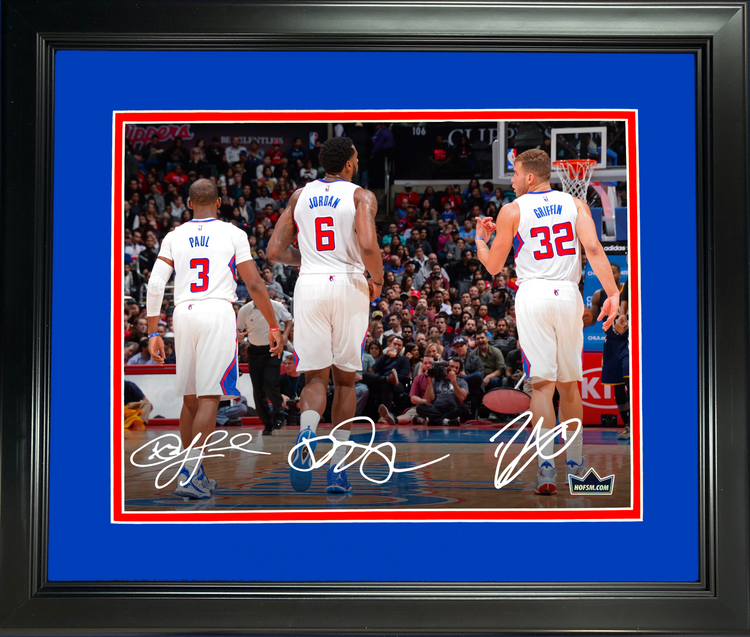 Framed Chris Paul, Blake Griffin & DeAndre Jordan  Lob City Facsimile Laser Engraved Signature Auto 11"x14" Basketball Photo HOFSM Holo