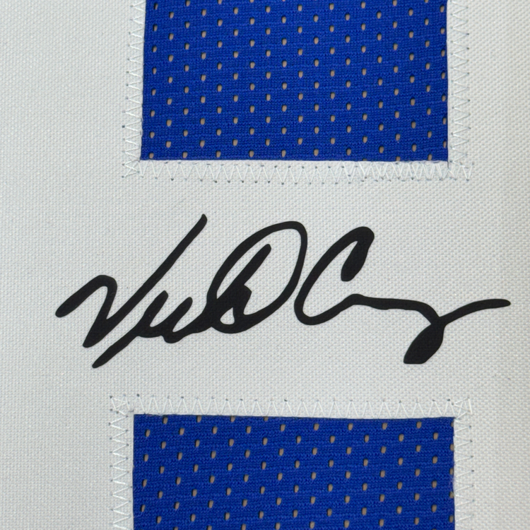 Framed Facsimile Autographed Victor Cruz 35x39 New York Blue Reprint Laser Auto Football Jersey