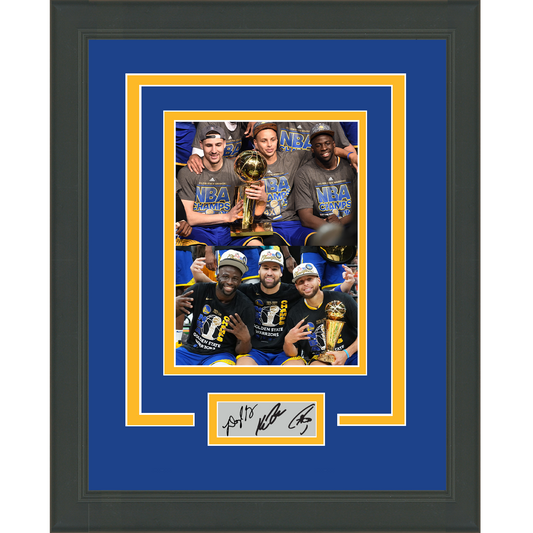 Framed Stephen Curry, Klay Thompson & Draymond Green Facsimile Laser Engraved Signature Auto Golden State Warriors 11x14 Basketball Photo