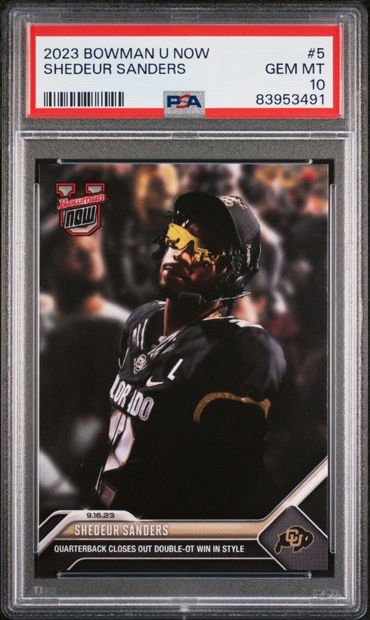 Graded 2023 Topps Bowman U Now Shedeur Sanders #5 Rookie RC Football Card PSA 10 Gem Mint