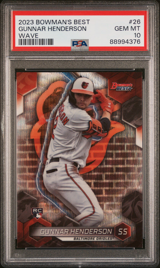 Graded 2023 Topps Bowmans Best Gunnar Henderson #26 Wave Rookie RC Baseball Card PSA 10 Gem Mint