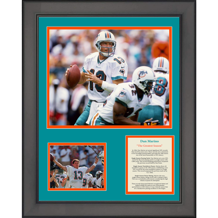 Framed Dan Marino  The Greatest Season  1984 Miami Dolphins 11"x14" Three Photo Collage