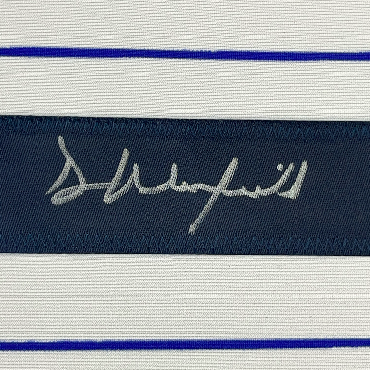 Framed Autographed/Signed Dave Winfield 35x39 New York Pinstripe Baseball Jersey JSA COA