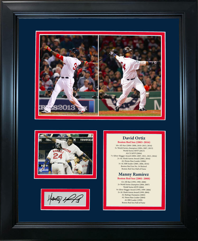 Framed David Ortiz & Manny Ramirez Dual Facsimile Laser Engraved Signature Auto Boston Red Sox 11"x14" Baseball Photo Sig Collage