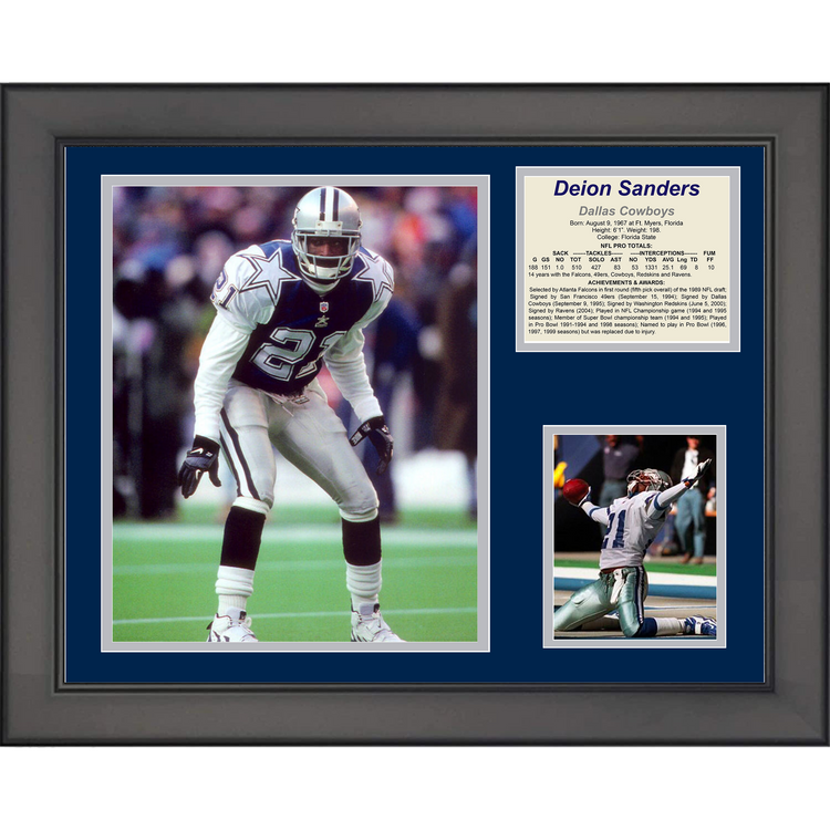 Framed Deion Sanders Hall of Fame Dallas Cowboys 11"x14" Football Three Photo Collage