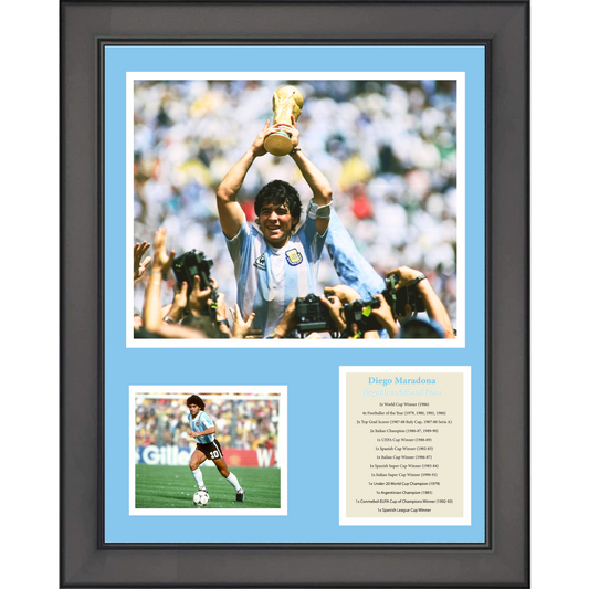 Framed Diego Maradona Argentina National Team 1986 World Cup Champion Soccer Futbol 11"x14" Three Photo Collage