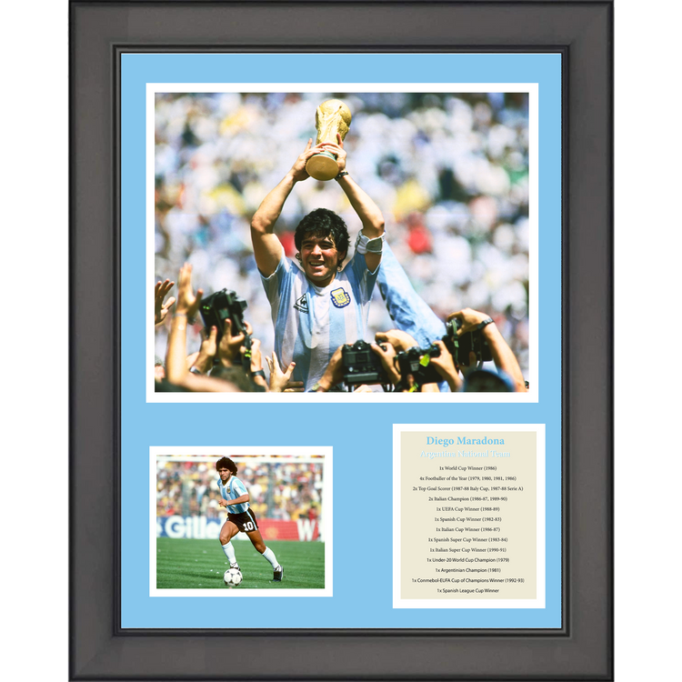 Framed Diego Maradona Argentina National Team 1986 World Cup Champion Soccer Futbol 11"x14" Three Photo Collage