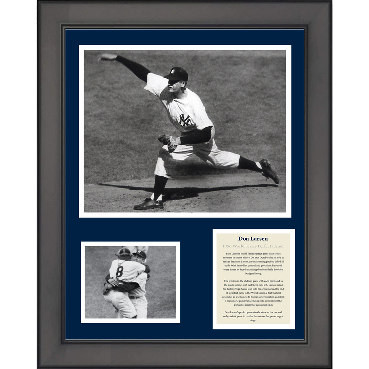 Framed Don Larsen 1956 World Series Perfect Game New York Yankees Baseball 11"x14" Three Photo Collage