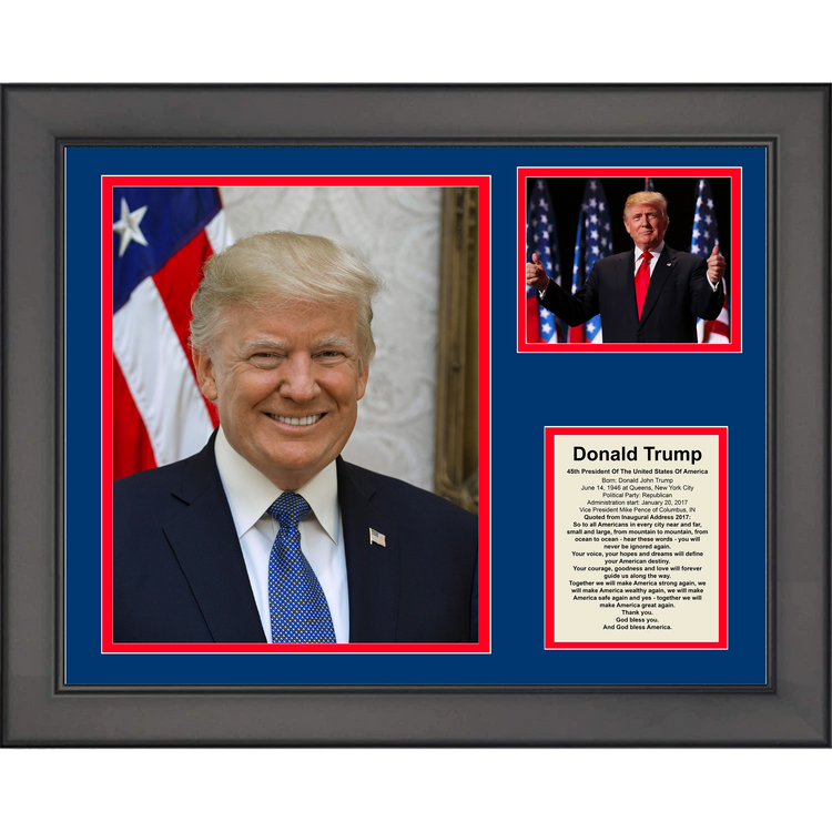 Framed Donald Trump 45th President POTUS 11"x14" USA Three Photo Collage