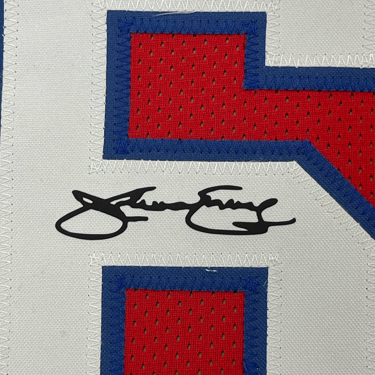 Framed Facsimile Autographed Julius Dr. J Erving 35x39 Philadelphia Red Reprint Laser Auto Basketball Jersey