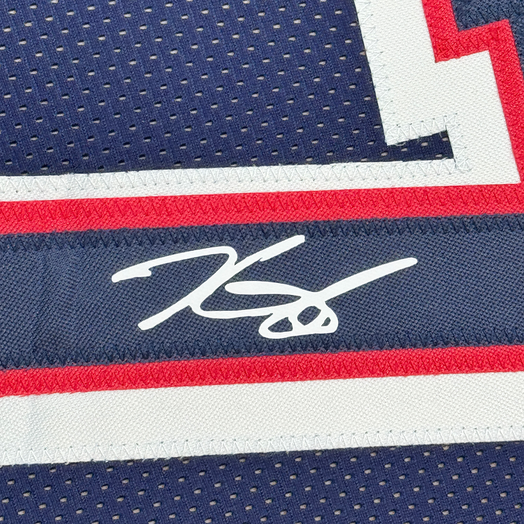 Framed Facsimile Autographed Kevin Durant 35x39 2024 United States Team USA Blue Reprint Laser Auto Basketball Jersey