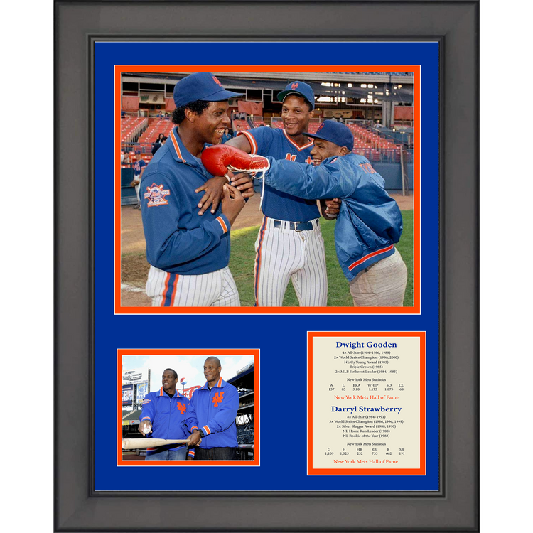 Framed Dwight Doc Gooden & Darryl Strawberry Hall of Fame Baseball 11"x14" Three Photo Collage