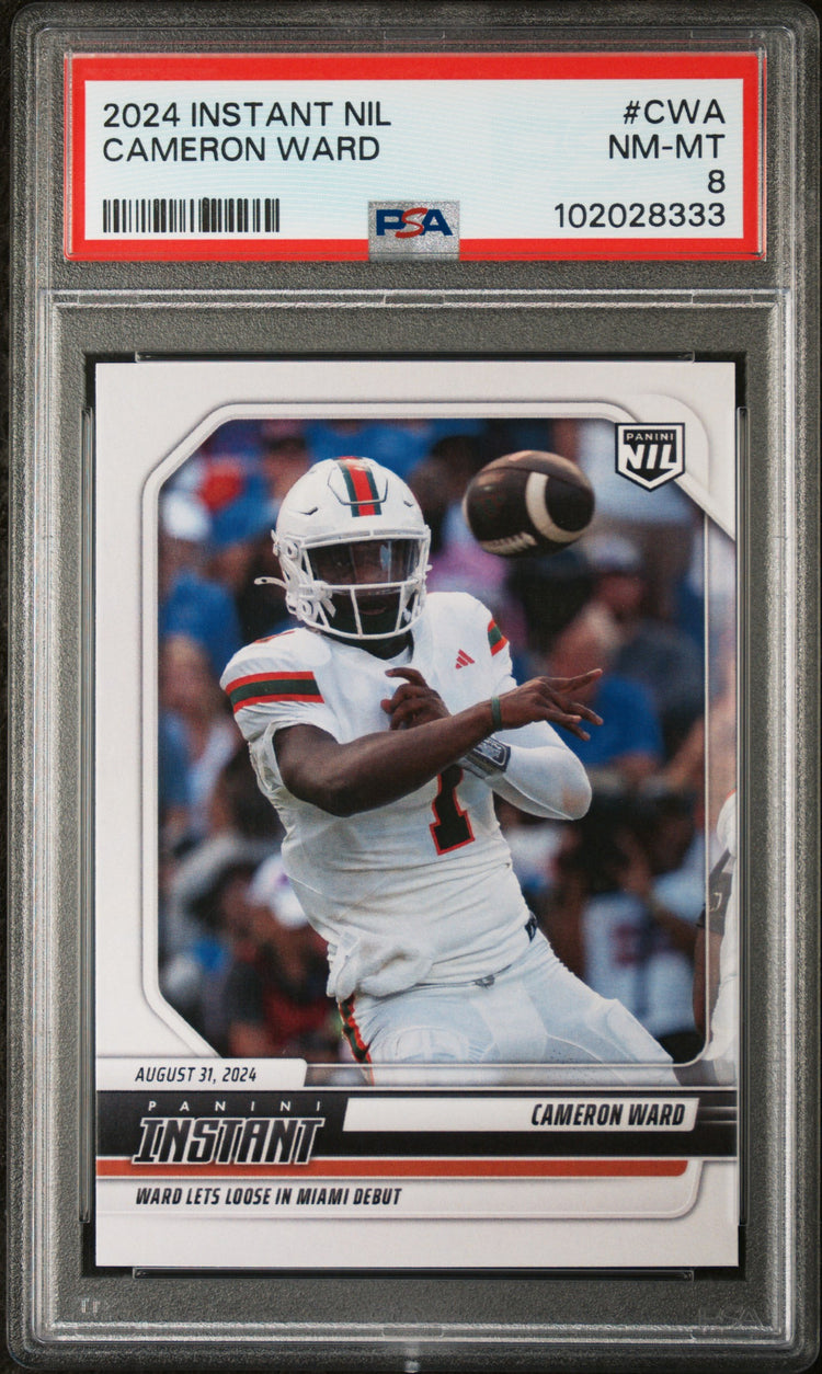 Graded 2024 Panini Instant NIL Cam Ward #CWA Rookie RC Football Card PSA 8 Near Mint