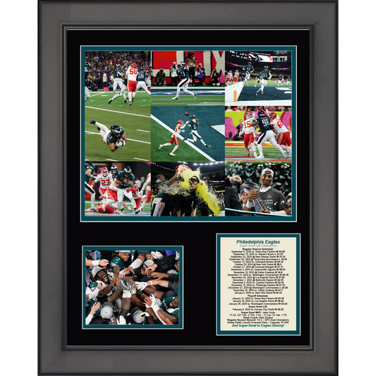 Framed Philadelphia Eagles Super Bowl LIX 59 Champions Football 11"x14" Three Photo Collage