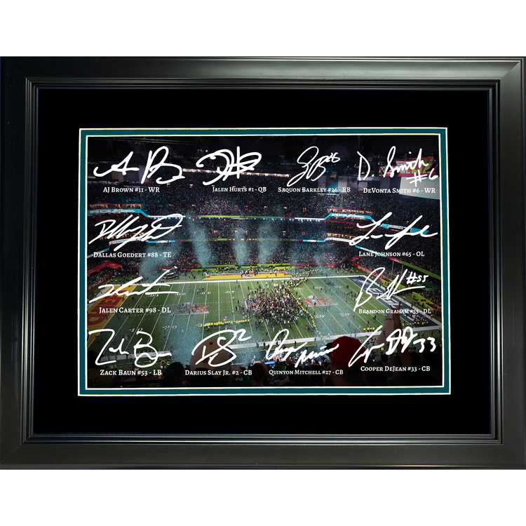 Framed Philadelphia Eagles Super Bowl LIX 59 Champions Facsimile Signature Team Signed Auto 11"x14" Football Photo