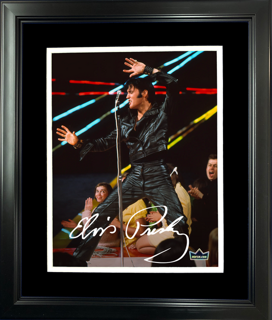 Framed Elvis Presley Facsimile Laser Engraved Signature Auto 11"x14" Music Photo HOFSM Holo