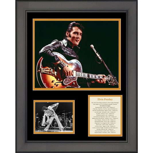 Framed Elvis Presley Record Biography 11"x14" Music Three Photo Collage