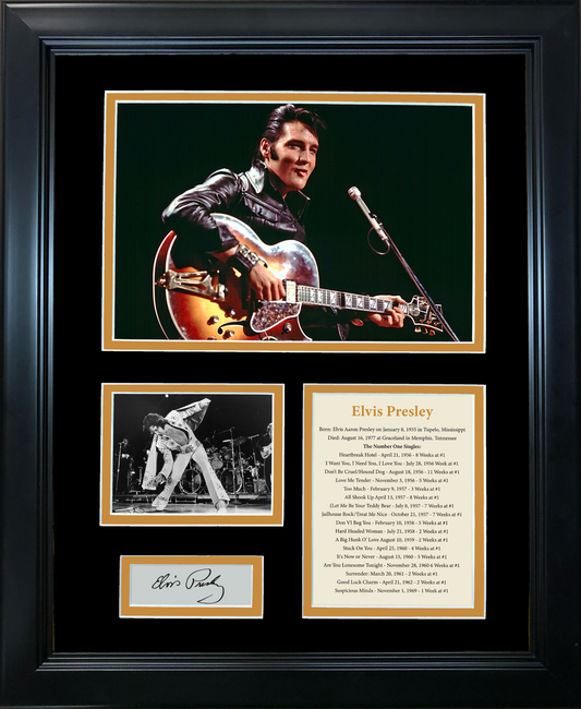 Framed Elvis Presley Facsimile Laser Engraved Signature Auto 11"x14" Music Photo Sig Collage