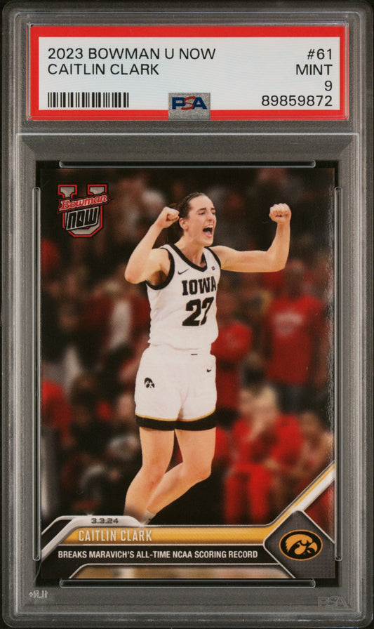Graded 2023 Topps Bowman U Now Caitlin Clark #61 Rookie RC Basketball Card PSA 9 Mint