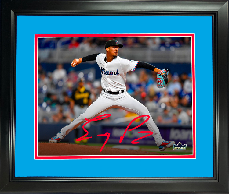 Framed Eury Perez Miami Marlins Facsimile Laser Engraved Signature Auto 11"x14" Baseball Photo HOFSM Holo