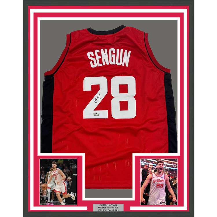 Framed Facsimile Autographed Alperen Sengun 35x39 Houston Red Reprint Laser Auto Basketball Jersey