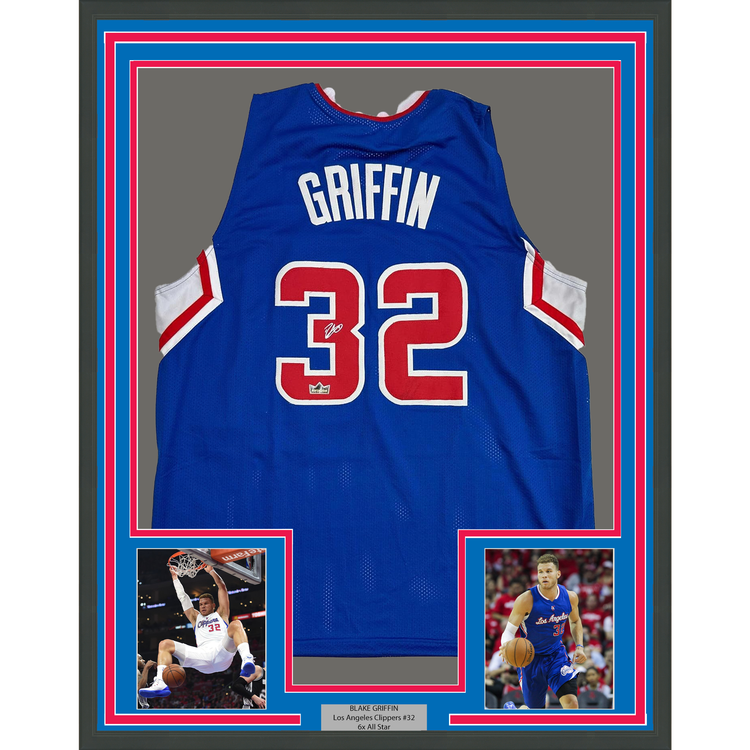 Framed Facsimile Autographed Blake Griffin 35x39 Los Angeles LA Blue Reprint Laser Auto Basketball Jersey