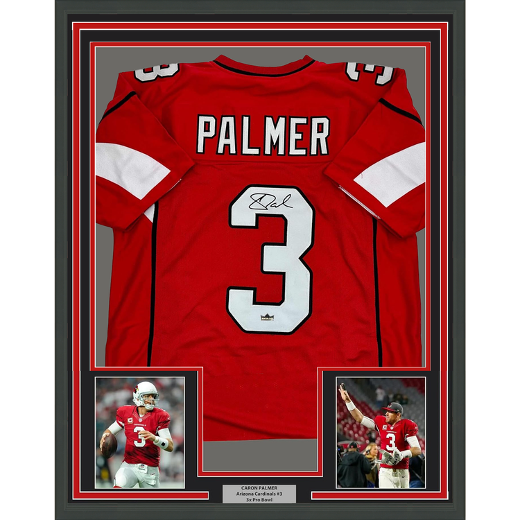 Framed Facsimile Autographed Carson Palmer 35x39 Arizona Red Reprint Laser Auto Football Jersey