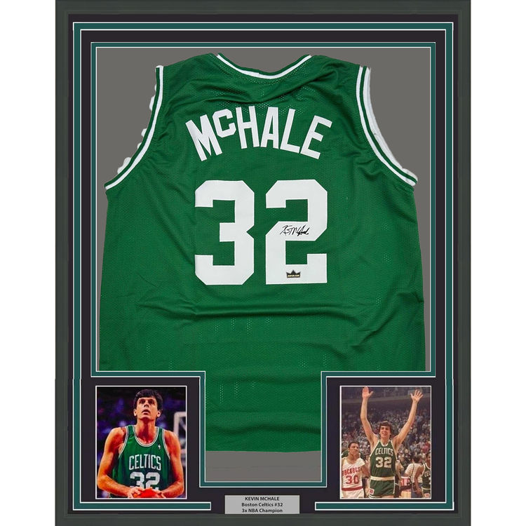 Framed Facsimile Autographed Kevin McHale 35x39 Boston Green Reprint Laser Auto Basketball Jersey