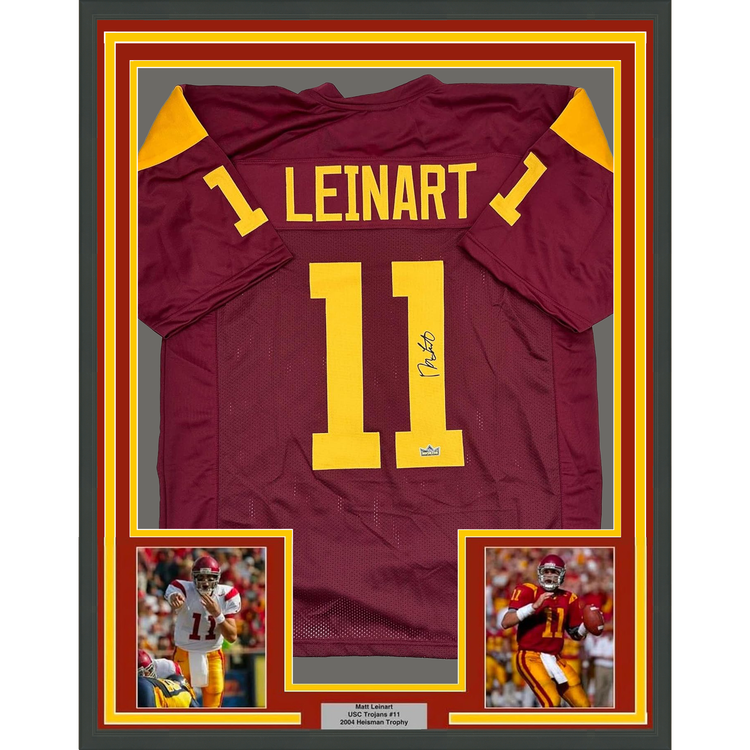 Framed Facsimile Autographed Matt Leinart 35x39 USC Maroon Reprint Laser Auto College Football Jersey