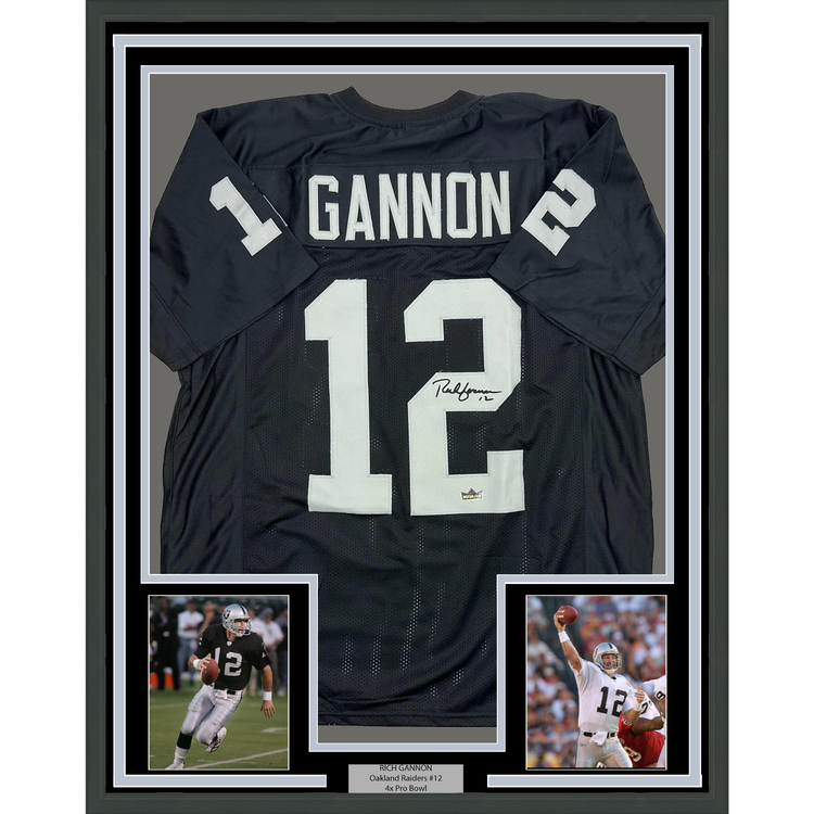 Framed Facsimile Autographed Rich Gannon 35x39 Oakland Las Vegas Black Reprint Laser Auto Football Jersey