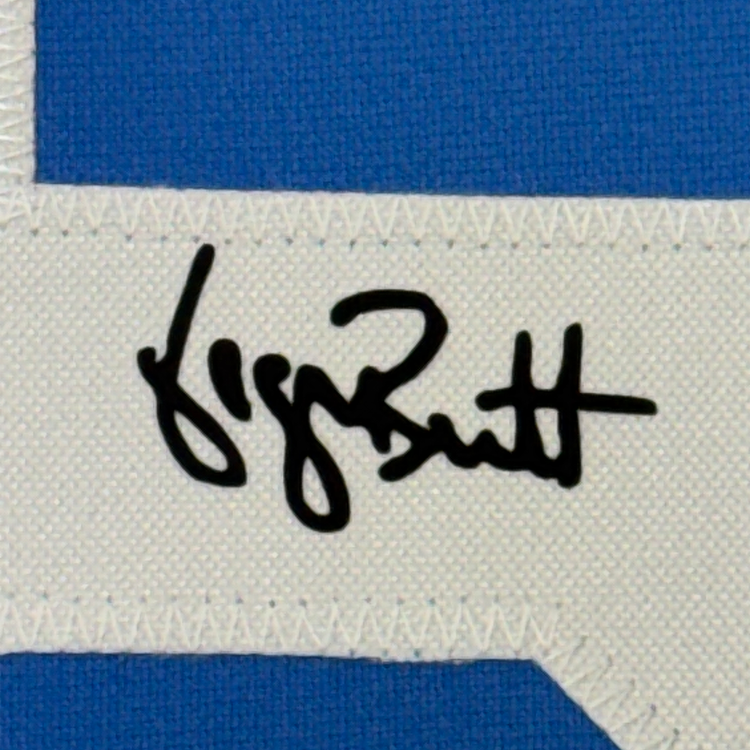 Framed Facsimile Autographed George Brett 35x39 Kansas City Blue Reprint Laser Auto Baseball Jersey
