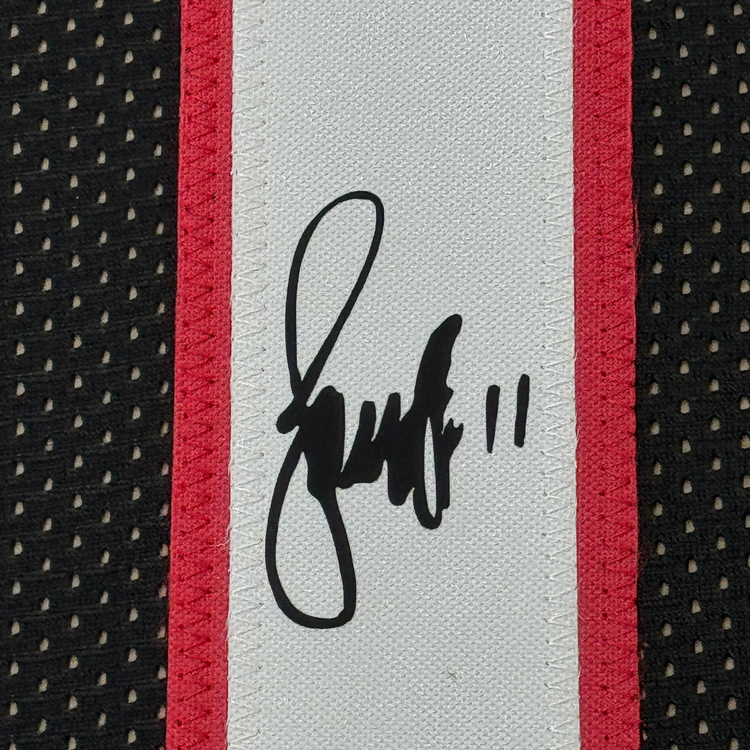 Framed Facsimile Autographed Larry Fitzgerald 35x39 Arizona Black Reprint Laser Auto Football Jersey