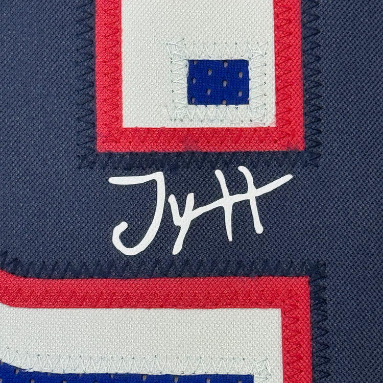 Framed Facsimile Autographed Tyrese Haliburton 35x39 2024 United States Team USA Blue Reprint Laser Auto Basketball Jersey