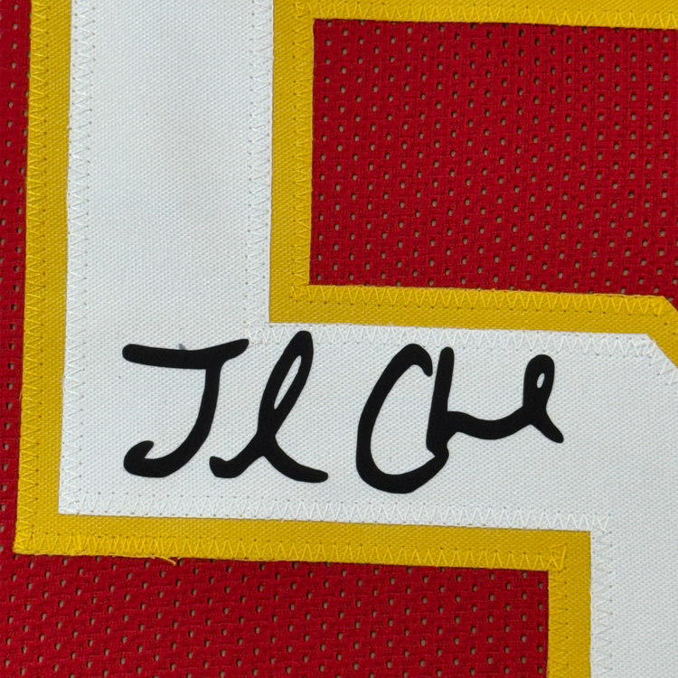 Framed Facsimile Autographed Jamaal Charles 35x39 Kansas City Red Reprint Laser Auto Football Jersey